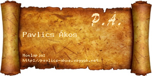 Pavlics Ákos névjegykártya